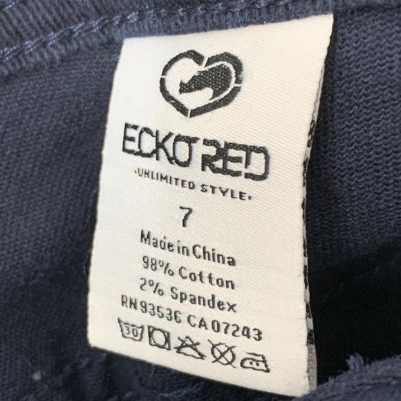 Womens Echo Red Navy Jeans Size 7 Tall Jr Straight Low Rise Stretch 4052 Denim - Picture 5 of 10